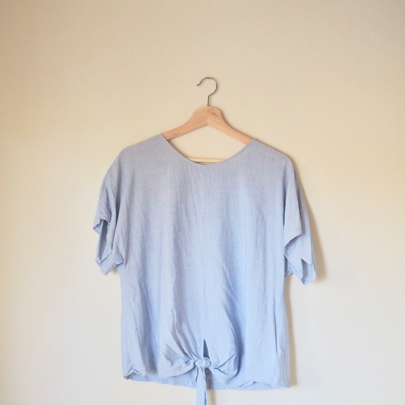 Madewell Button Back Striped Tee Blue White - Picture 3 of 6
